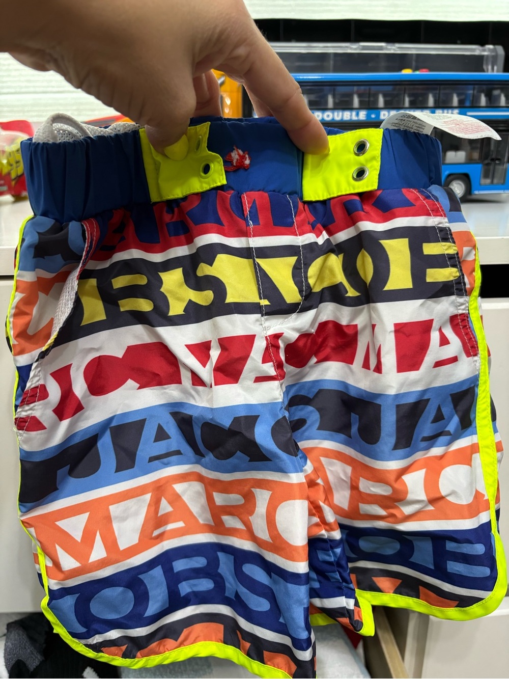 Marc Jacobs Multicolor Logo-Print Swim Shorts with Neon Trim
